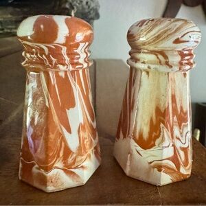 Vintage Swirl Glazed Pair of salt and pepper shakers, 2.5" tall